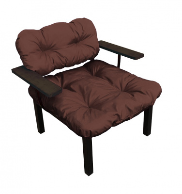 Кресло «Дачное» с коричневой подушкой